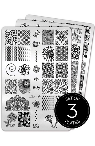 Nail Stamper Kit, 8 PCS Nail Stamping Plate with Nail Art Stamper & Scraper  Flowers Leaves