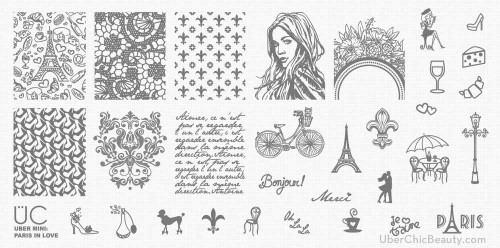 Paris in Love - Uber Mini Nail Stamp Plate