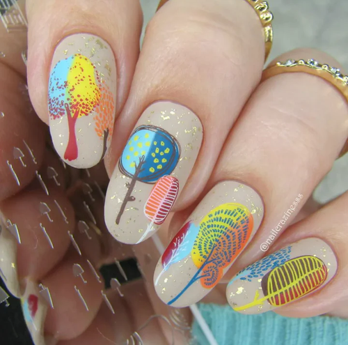 Whimsical Fall nail art plate by Clear Jelly Stamper, available at www.lanternandwren.com.