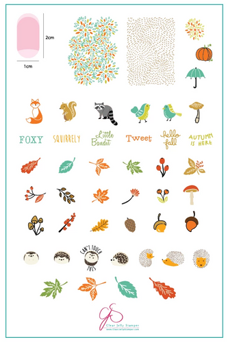 Autumn is Here! fall nail art plate by Clear Jelly Stamper, available at www.lanternandwren.com.