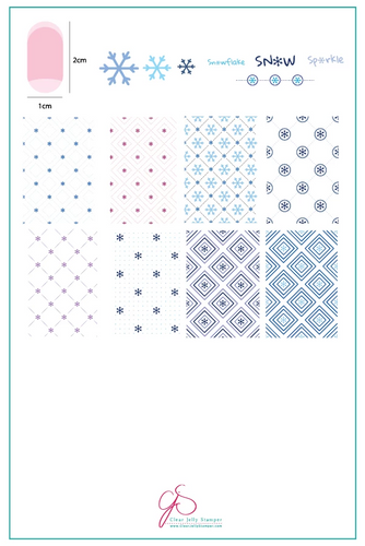 Fully Frozen Snowflakes nail art plate by Clear Jelly Stamper, available at www.lanternandwren.com.