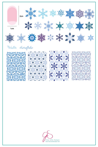 Frosted Snowflakes nail art plate by Clear Jelly Stamper, available at www.lanternandwren.com.