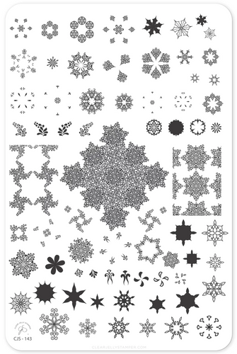 Frozen Snowflakes nail art plate by Clear Jelly Stamper, available at www.lanternandwren.com.