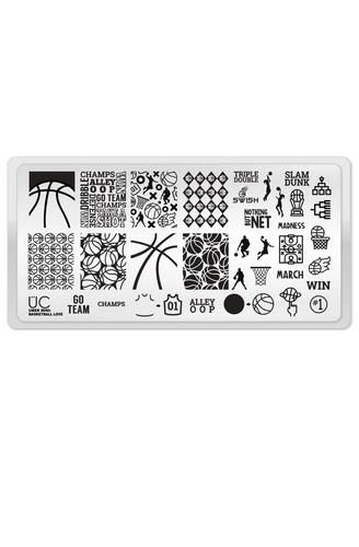 Uber Chic Basketball Love nail art stamping plate, available at www.lanternandwren.com.