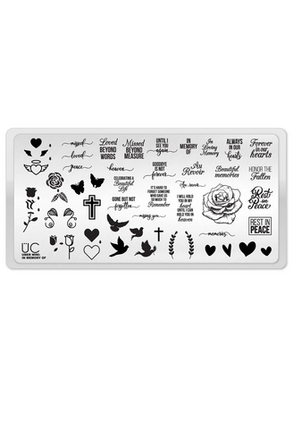 In Memory Of Uber Mini Nail Stamp Plate by Uber Chic, available at www.lanternandwren.com.