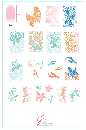 Elegant Swirl nail stamping plate by Clear Jelly Stamper, available at www.lanternandwren.com.