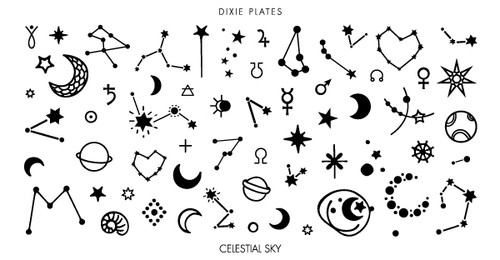 Celestial Sky mini Dixie Plates stamping plate. Available in the USA at www.lanternandwren.com.