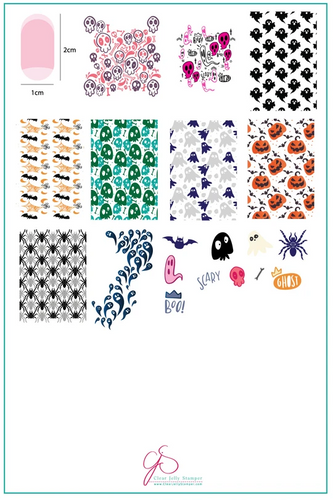 Clear Jelly Stamper Creepy Halloween stamping plate, available at www.lanternandwren.com.