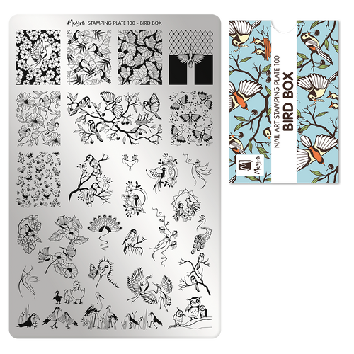 Moyra 100, Bird Box stamping plate. Available at www.lanternandwren.com.