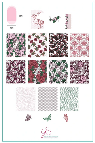 Just Add Lace nail art plate by Clear Jelly Stamper, available at www.lanternandwren.com.