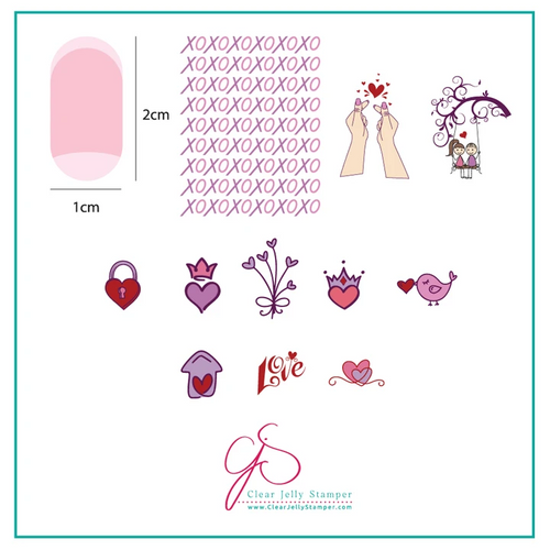 XOXO nail stamping plate by Clear Jelly Stamper, available at www.lanternandwren.com.