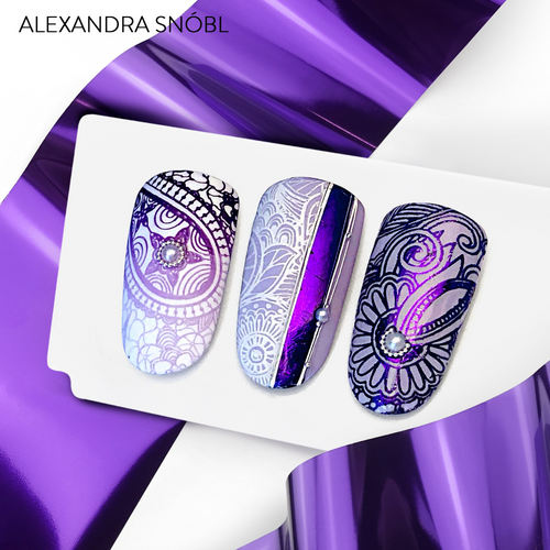 Purple easy transfer nail art foil from Moyra.  Available at www.lanternandwren.com.