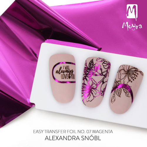 Magenta easy transfer nail foil from Moyra.  Available at www.lanternandwren.com.