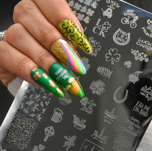 A Wee Bit Irish Lantern & Wren nail stamp plate, available at www.lanternandwren.com.