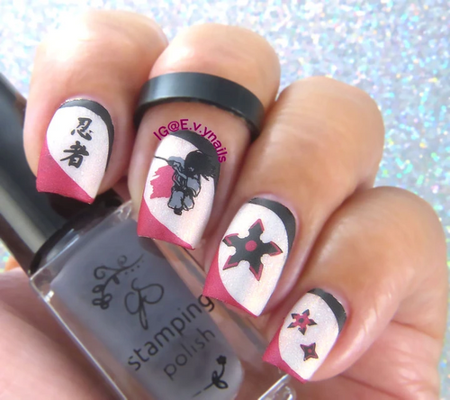 Samurai nail stamping plate by Clear Jelly Stamper, available at www.lanternandwren.com.