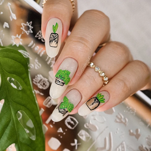 BOHO Vibes nail art stamping plate by Clear Jelly Stamper, available at www.lanternandwren.com.