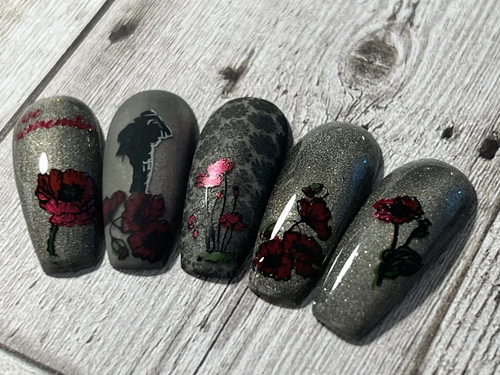 We Remember nail art plate by Clear Jelly Stamper, available at www.lanternandwren.com.