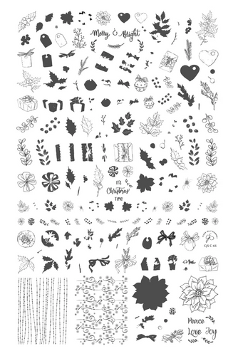 Christmas Gifts & Greens nail art plate by Clear Jelly Stamper, available at www.lanternandwren.com.