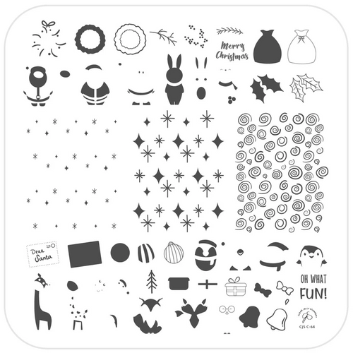  Oh, What Fun! Christmas nail art plate by Clear Jelly Stamper, available at www.lanternandwren.com.