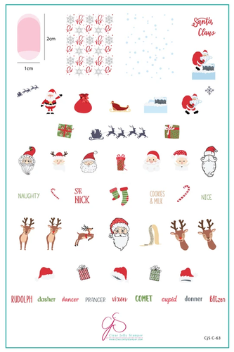 Dear Santa Christmas nail art plate by Clear Jelly Stamper, available at www.lanternandwren.com.