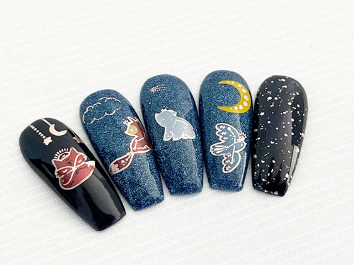 Celestial Zoo nail art plate by Clear Jelly Stamper, available at www.lanternandwren.com.