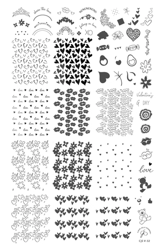 Clear Jelly Stamper French Kiss, Valentine's nail stamping plate. Available at www.lanternandwren.com.