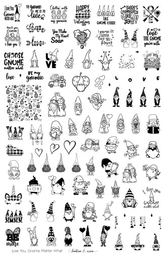 Love You, Gnome Matter What nail stamping plate by Lantern & Wren. Available exclusively at www.lanternandwren.com.