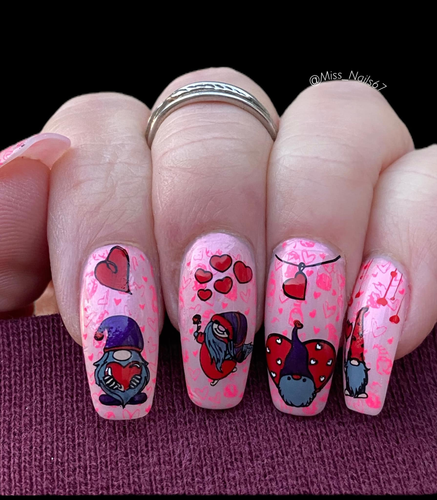 Love You, Gnome Matter What nail stamping plate by Lantern & Wren. Available exclusively at www.lanternandwren.com.