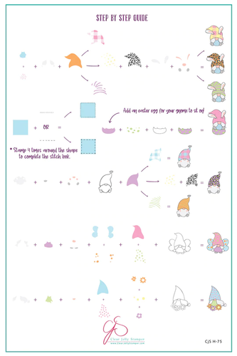 Clear Jelly Stamper Patterned Easter Gnomes nail stamping plate. Available at www.lanternandwren.com.