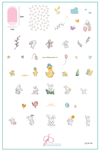 Clear Jelly Stamper Fuzzy Easter nail stamping plate. Available at www.lanternandwren.com.