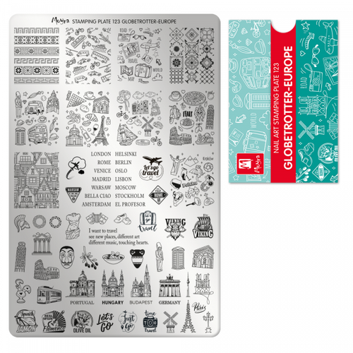 Globetrotter Europe, Moyra Stamping Plate 123. Available at www.lanternandwren.com.