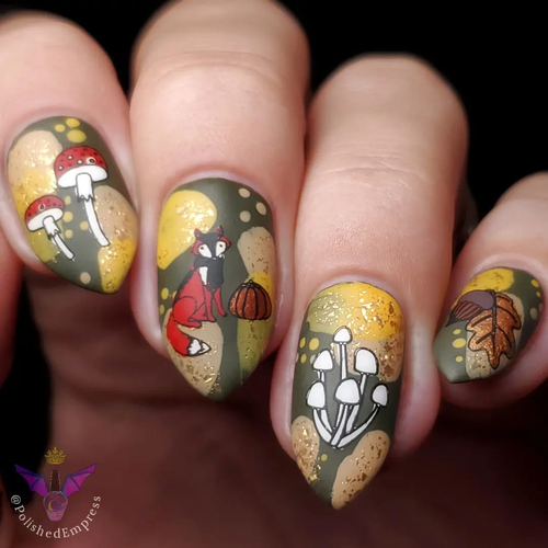 Autumn Vibes Lantern & Wren nail stamp plate, available at www.lanternandwren.com.