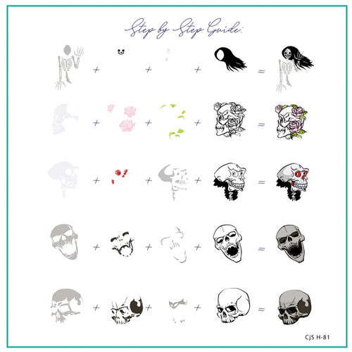 Clear Jelly Stamper Clattering Bones nail stamping plate, available at www.lanternandwren.com.