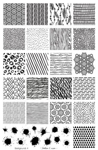 Backgrounds 4 nail stamping plate. Available exclusively at www.lanternandwren.com.