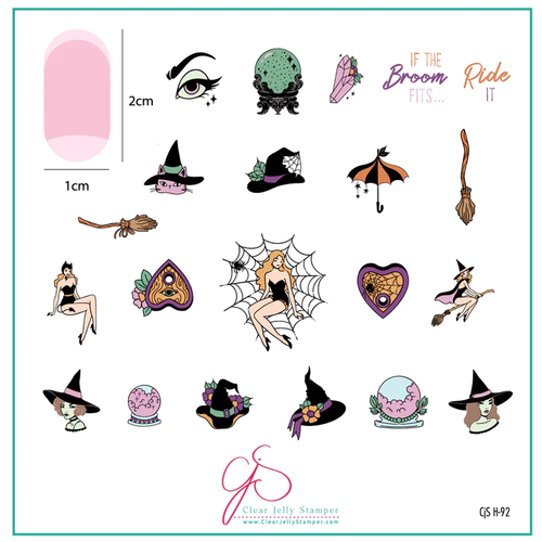Hallo-Witch nail stamping plate by Clear Jelly Stamper, available at www.lanternandwren.com.