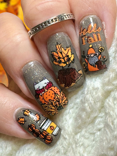 Fall Friends nail stamping plate, available exclusively at www.lanternandwren.com.