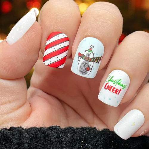 Candy Cane Lane nail art plate by Clear Jelly Stamper, available at www.lanternandwren.com.