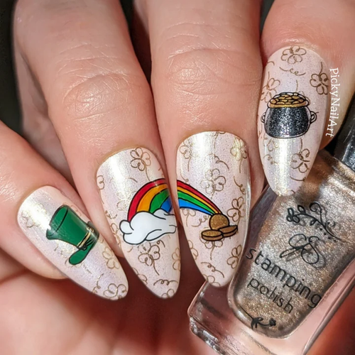 Luck St. Patrick's Day nail art plate by Clear Jelly Stamper H104, available at www.lanternandwren.com.