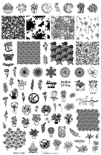 Bloom wild - Lantern & Wren Nail Stamping Plate