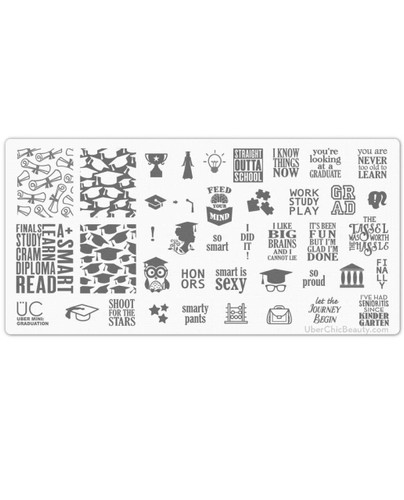 Uber Chic Graduation mini nail stamping plate, on www.lanternandwren.com