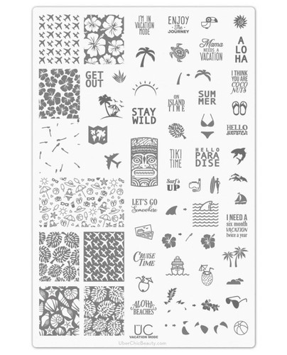 Uber Chic Vacation Mode nail stamping plate, www.lanternandwren.com