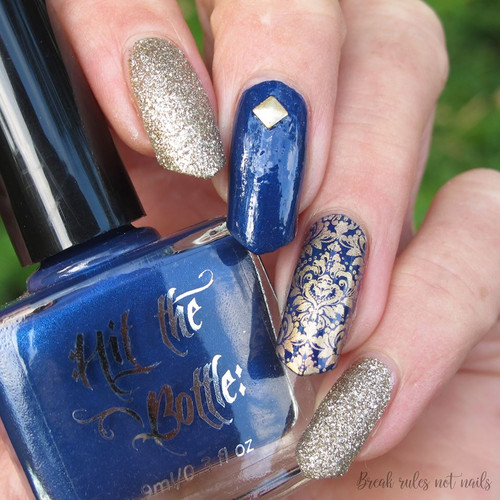 Hit the Bottle Navy Jones's Locker Stamping Polish, get it in the USA at www.lanternandwren.com. 