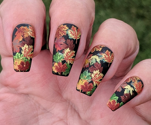 Uber Chic Lovely Leaves 02 nail stamping plate. Available at www.lanternandwren.com.