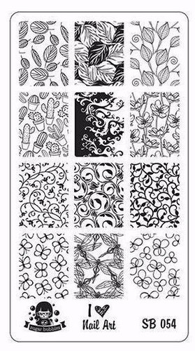 Sugar Bubbles SB054 nail stamping plate.  Available at www.lanternandwren.com.