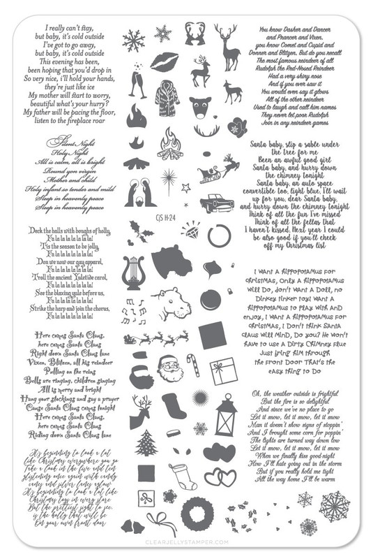 Clear Jelly Stamper Caroling We Will Go! nail stamping plate. Available in the USA at www.lanternandwren.com.