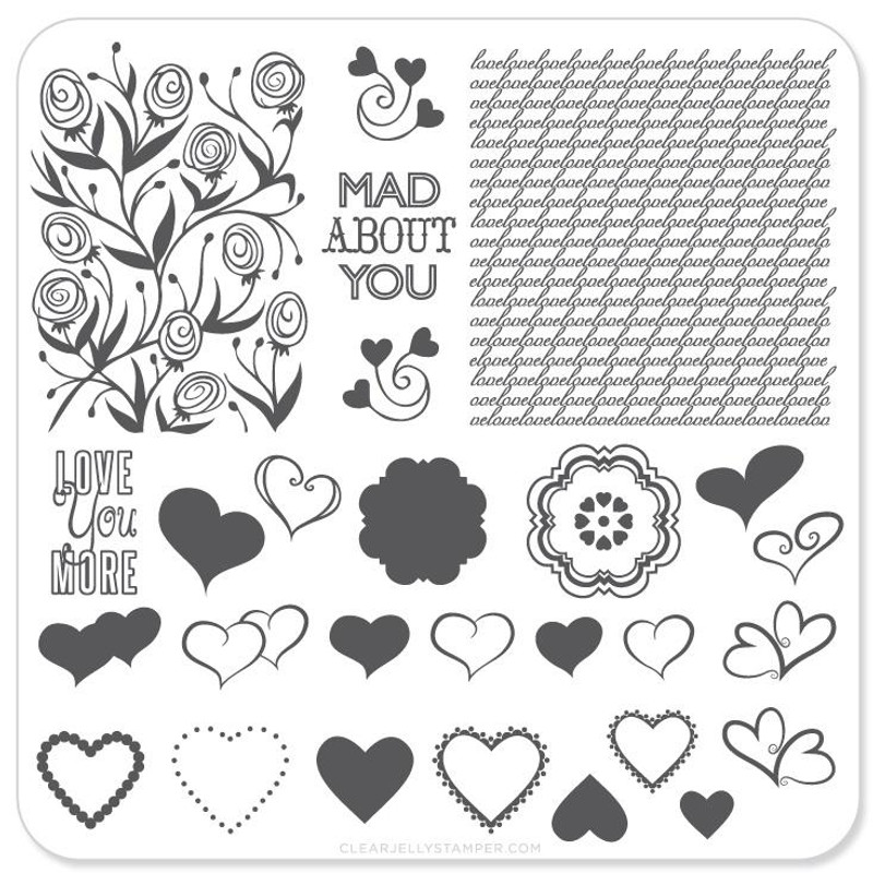 Clear Jelly Stamper Layers of Love nail stamping plate. Available in the USA at www.lanternandwren.com.