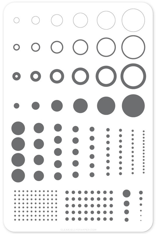 Circles nail stamping plate by Clear Jelly Stamper, available at www.lanternandwren.com.