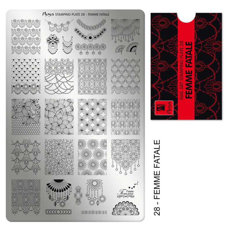Moyra Femme Fatale stamping plate, #28. Available at www.lanternandwren.com.