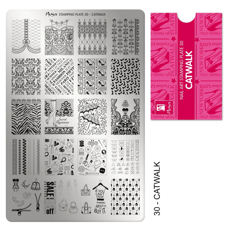 Moyra Catwalk stamping plate, #30. Available at www.lanternandwren.com.