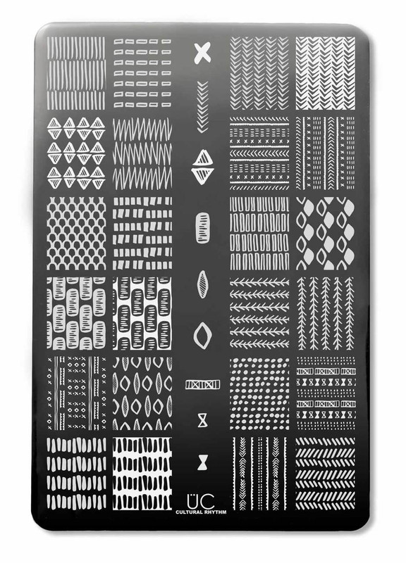 Uber Chic Cultural Rhythm nail stamping plate, available at www.lanternandwren.com.